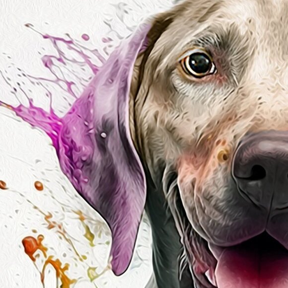 8x8 Weimaraner Dog Portrait Watercolor Oil Painting Wall Art Print - Picture 5 of 7